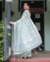 Linen 142 By Almaari Pure Linen With Tassels Saree Wholesale Clothing Suppliers In India